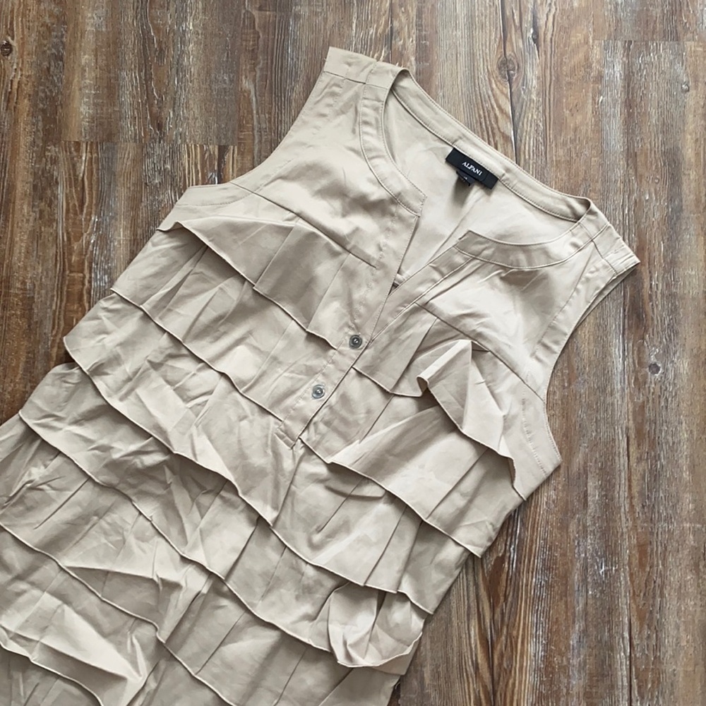 Alfani Sleeveless Tiered Ruffle Dress in Beige